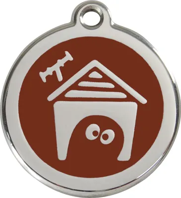 Produktbild von RedDingo Hundemarke mit individueller Gravur Hundehütte braun, Größe: L