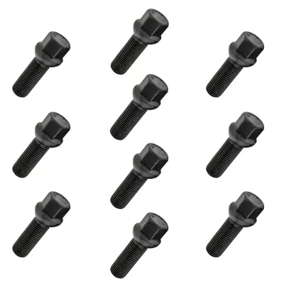 Image de 10x vis de roue M14x1.5 , longueur du filet : 35mm, collet sphérique, SW17, noir