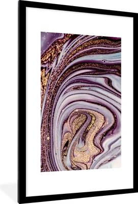 Produktbild von MuchoWow® Gerahmtes Poster Marmor - Rosa - Gold - Glitzer - Marmoroptik - Luxus 60x90 cm - Poster mit Schwarzem Bilderrahmen Wandposter Rahmen Foto Bilder - Dekoration - Wandposter Wohnzimmer - Hochwertig