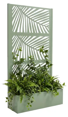 Immagine prodotto di Kisha - Fioriera Da Giardino Separe Con spalliera 98x180x30 cm Contenitore in Metallo Salvia