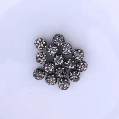 Immagine prodotto di Perline Shamballa, glitter, 8 mm, 15 pezzi, grigio scuro