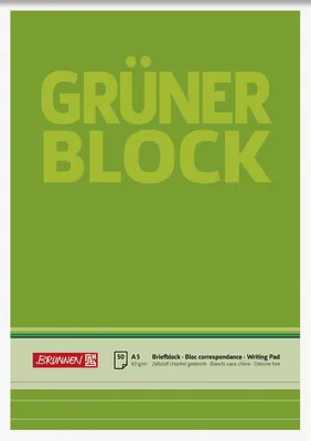 Immagine prodotto di 10X BRUNNEN 1052437 Briefblock A5 60g Grün liniert