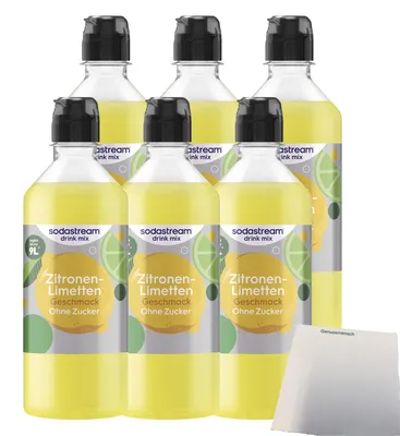 Produktbild von Sodastream Zitrone-Limette ohne Zucker Sirup VPE (6x440ml Flasche) + usy Block