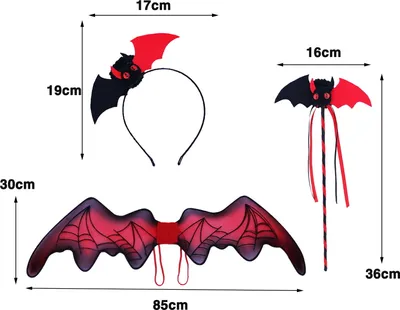 Produktbild von 1 Set Halloween Fledermaus Kostüm Zubehör Fledermaus Flügel Stirnband Zauberstab Dress Up Prop Bühne Leistung Zubehör Party Liefert