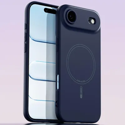 Image de Coque magnétique pour iPhone Air, compatible MagSafe, silicone liquide, résistant aux chocs et aux rayures Bleu foncé