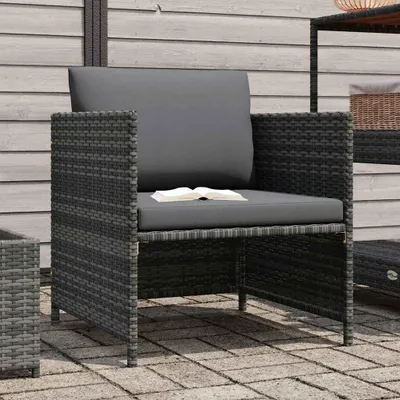 Image de vidaXL Canapé de jardin avec coussins Gris Poly Rattan