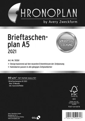 Produktbild von CHRONOPLAN Brieftaschenplaner 2021 DIN A5 15 Monate