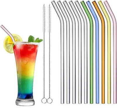 Produktbild von 10 wiederverwendbare gebogene Gläsernen Strohalme 215cm