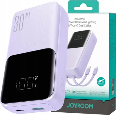 Immagine prodotto di Mini powerbank Joyroom Jr-Pbc07 20000Mah 30W Z Kablami Usb-C I Lightning - Fioletowy