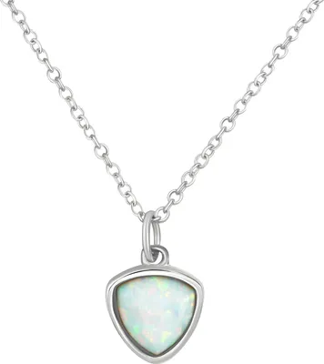 Produktbild von V Anhänger mit Kette 925/- Sterling Silber 42+3cm weiß synth. Opal weiß 358241237