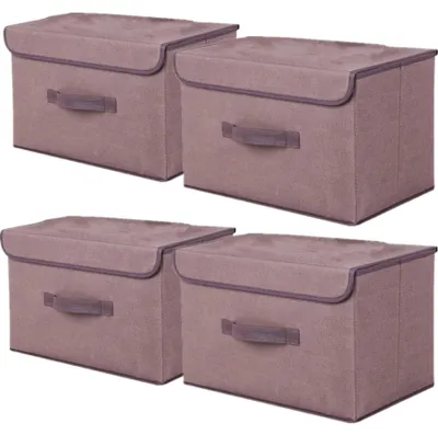 Immagine prodotto di Omgoods - Set di 4 scatole pieghevoli con coperchio per l'organizzazione degli abiti