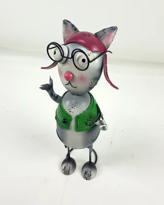 Zdjęcie produktu dla Metalowa figurka dekoracyjna przedstawiająca kota, 42 cm
