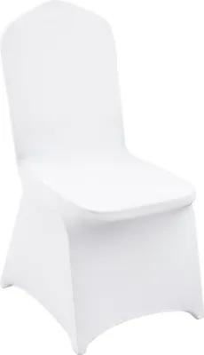 Obrázok produktu pre Elastické poťahy na stoličky zo Elastanu - Univerzálny poťah na stoličky - Odnímateľné a prateľné návleky - Sada 12 kusov - Na svadby, oslavy, bankety a večierky - Biela