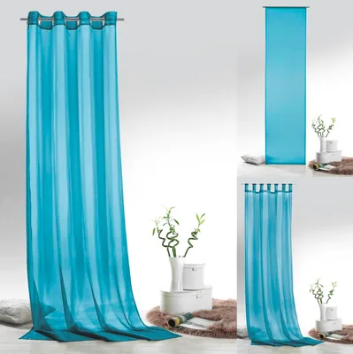 Obrázek produktu pro heimtexland ® záclony voálové jednobarevné posuvné záclony očko šátek smyčka šátek záclona typ418 Aqua očko šátek VxŠ 245x140 cm