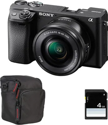 Produktbild von SONY ALPHA 6400 SCHWARZ + 16-50mm Objektiv + Tasche + 8GB SD-Karte