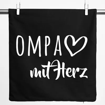 Produktbild von Huuraa Kissenbezug OMPA mit Herz 40x40cm Black Baumwolle Dekokissenbezug Geschenkidee