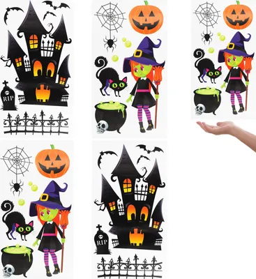 Produktbild von com-four® 4x Halloween-Fensteraufkleber - selbstklebende Fensterbilder - Fensterdekoration - Fenstersticker mit Halloweenmotiven [Auswahl variiert]