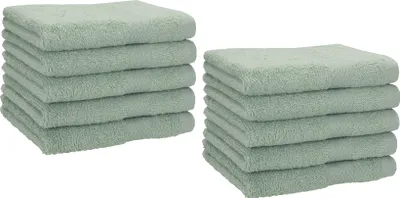 Produktbild von Betz 10 Stück Gästetücher 30x50 cm PREMIUM 100% Baumwolle Set Händehandtücher  Farbe: heugrün