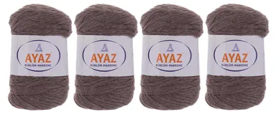 4 x 250g Strickgarn Büklüm Makrome Baumwollgarn graubeige