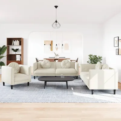 Obrázok produktu pre Maison Exclusive – 3-dielna sedacia súprava s vankúšmi, krémový zamat