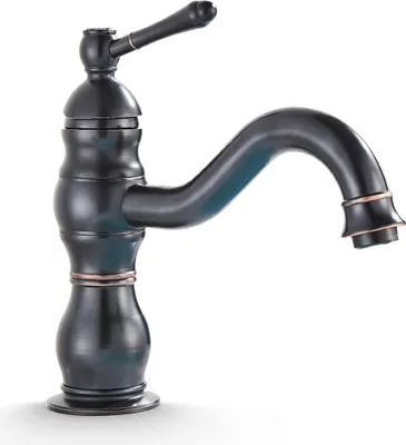 Produktbild von Waschbeck armatur, Wasserhahn Bad Retro, Schwarz abgerieben, Hochdruck, mit Regulierung von Wasserfluss und Wassertemperatur