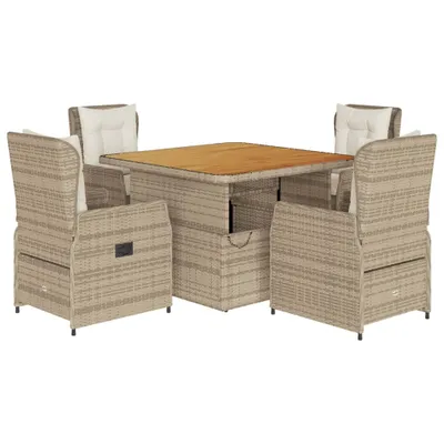 Produktbild von vidaXL 5-tlg. Garten-Essgruppe mit Kissen Beige Poly Rattan