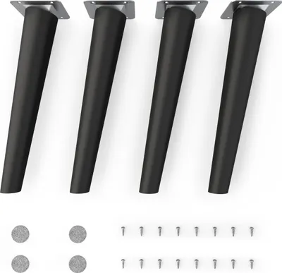 Produktbild von 4x sossai Holzfüße Schwarzmatt - schräge Ausführung 25cm Buche