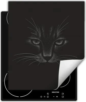 Produktbild von DarHaus Herdabdeckplatte 45x52 cm Anti Rutsch Matte Aufrollbar, schwarz - Katze