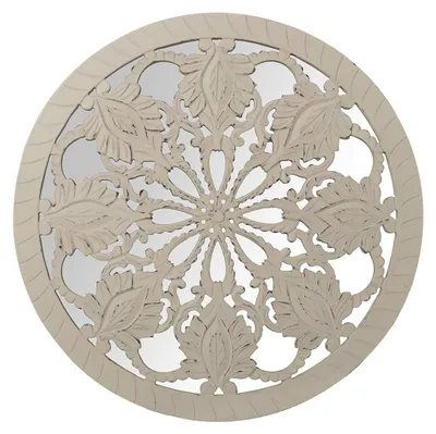 Runder Wandspiegel aus MDF, weiß, 60 x 2 cm