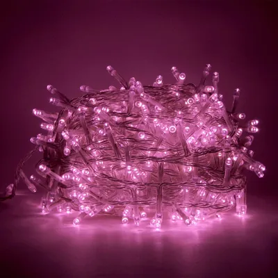 LED-Lichterkette 31 V, 25 m, 500 LEDs, rosa, IP44, 8 Effekte