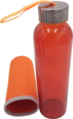 Image de Bouteille en verre BURI 0,5 L avec housse de protection Bouteille d'eau Bouteille en verre Bouteille pour boissons, couleur : orange, couleur : orange