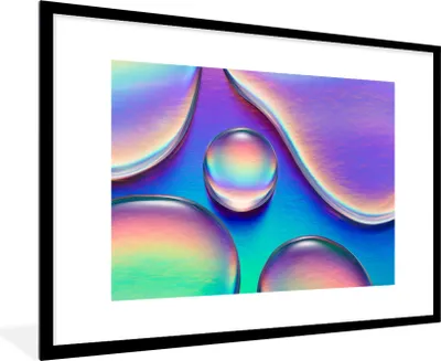 Produktbild von MuchoWow® Gerahmtes Poster Wasser - Regenbogen - Abstrakt 90x60 cm - Poster mit Schwarzem Bilderrahmen Wandposter Rahmen Foto Bilder - Wanddekoration - Fotos