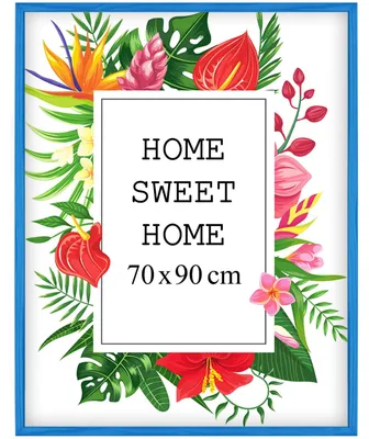 Produktbild von MG Design Blau Bilderrahmen 70 x 90 cm - Aus echtem Holz mit Acrylglas, zum Aufhängen & Aufstellen, für Fotos, Poster & Puzzle