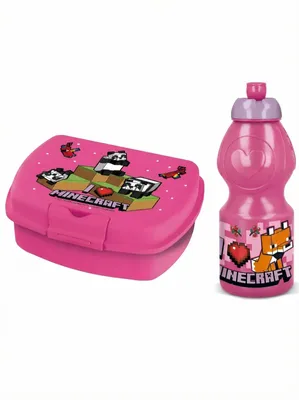 Immagine prodotto di Set da 2 pezzi per bambini con tema Minecraft Panda: contenitore per il pranzo e borraccia da 400 ml