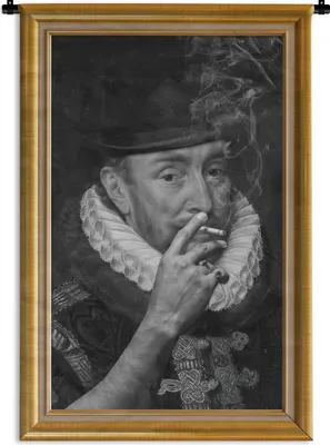 Produktbild von MuchoWow® Wandteppich Wandbehang Kunst - Alte Meister - Liste - Gold 60x90 cm Tapisserie Dekoration Wandtuch - Foto-Teppich - Abwaschbar