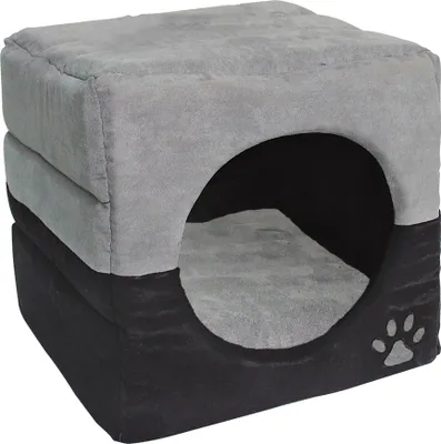 Produktbild von Dehner Katzen- und Hundehöhle Luca 2in1, ca. 40 x 40 x 40 cm, Polyester, grau