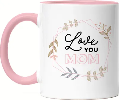 Produktbild von Tasse Rosa Spruch Love You Mom Liebe Blumenmotiv Geschenkidee Muttertag Geburtstag
