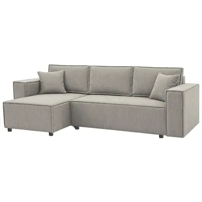 Produktbild von Beautysofa Ecksofa L-Form NEAPOL Universell Links/Rechts montierbar, Wohnlandschaft mit Schlaffunktion und Bettkasten – Sofa Cappuccino, Poso Stoff