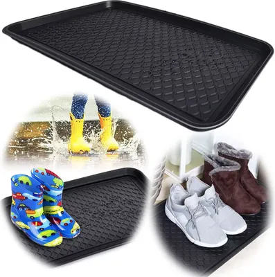 Produktbild von LS-LebenStil Schuhabtropfschale Schuhwanne Schwarz 60x40cm Kunststoff hoher Rand Schuhablage Schuhmatte Abtropfschalen Schuhschale Kunststoffwanne