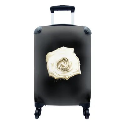 Produktbild von MuchoWow® Koffer Handgepäck Trolley Rollkoffer Kleine Reisekoffer mit 4 Rollen - Blume - Weiß - Rose - Cabin Size < 55x40x23 cm & 55x40x20 cm - Fotokoffer - Kabinenkoffer - Boardgepäck - Reise-Box - Reisekoffer - Reisegepäck - Koffer mit Bild - Trolley für Kinder