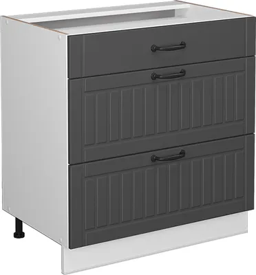 Produktbild von Küchenunterschrank Vicco Fame-Line Anthrazit Landhaus 80 cm mit 3 Schubladen, ohne Arbeitsplatte, Model 38560
