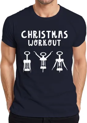 Produktbild von Christmas Workout Flaschenöffner Wein Winzer - Weihnachten Weihnachtsgeschenk Christmas Herren T-Shirt, Navy, S