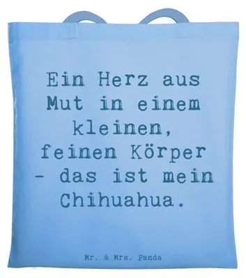 Produktbild von Mr. & Mrs. Panda Tote Bag Spruch Chihuahua Herz - Sky Blue - Geschenk, Hunderasse, Tasche, Liebe, Hunderassen, Hunde, Schultasche, canvas, Eigenschaften, Hundehalter