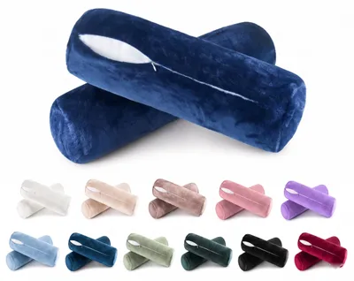 Produktbild von Nackenrollen Bezug 2er Set 15x40 cm – Nackenmassagekissen Bezug, Nackenmassagerolle, Kissenbezug für Nackenrolle, Cashmere Touch, mit Reißverschluss, waschbar, , weich für Büro Flugzeug Reise, Designe:NAVY-BLAU
