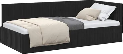 Zdjęcie produktu dla vidaXL Narożna rama łóżka z zagłówkiem czarna 100 cm x 200 cm aksamitna