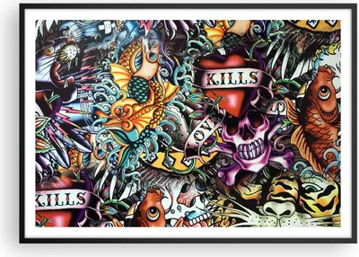 Produktbild von Gerahmtes Poster - Schwarzer Rahmen - Graffiti modern - 100x70 cm - Wand Bild - Wanddeko - Wandbilder - Kunstposter - Wandposter - Bilderrahmen - Bilder - Kunstdruck - Wandbild - P2BAA100x70-3759