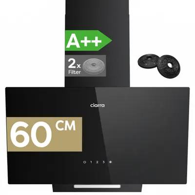 Produktbild von CIARRA A++ Dunstabzugshaube 60cm Kopffreihaube 350 m³/h Kopffreie Schräghaube Wandmontage Abzugshaube SensorTouch VMB6750C