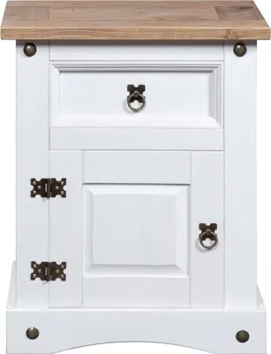Produktbild von " "Nachttisch Elegantes Design - Beistelltisch - Nachtschrank - im Mexiko-Stil Corona Kiefernholz Weiß 53x39x67 cm NeuMöbel 5262842