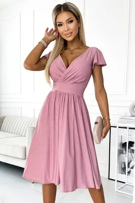 Produktbild von NUMOCO, Formelle Kleider Matilde, Puderrosa, M, 95% Polyester, 5% Elasthan, Polnisches Produkt