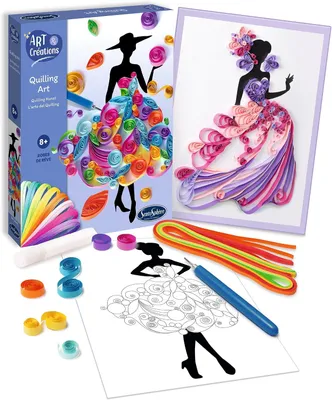 Produktbild von Bastelset "Quilling Art Kleid", Kreativset für Kinder und Erwachsene, DIY, Papierbasteln, Mode